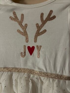 Cat & Jack Girls Long Sleeve Cream Sparkly Tulle Dress 18M